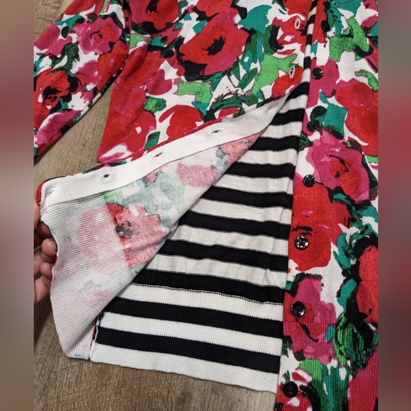 August Silk Red Roses Lightweight Cardigan Sweater - Picture 3 of 10